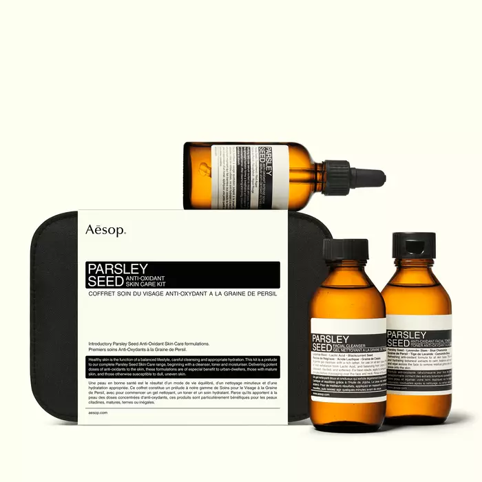 Aesop Parsley Seed skin care travel kit