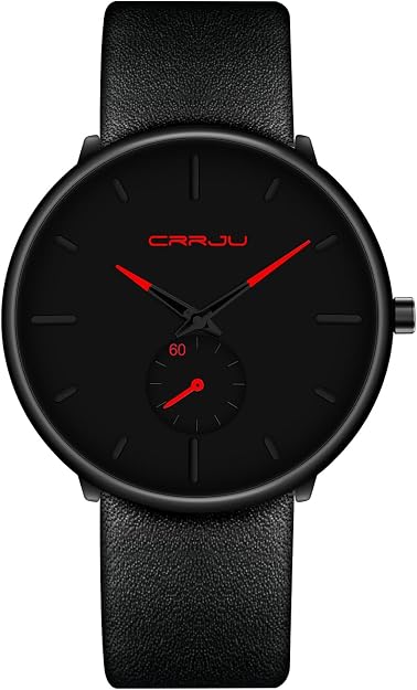 Minimalist leather-strap watch