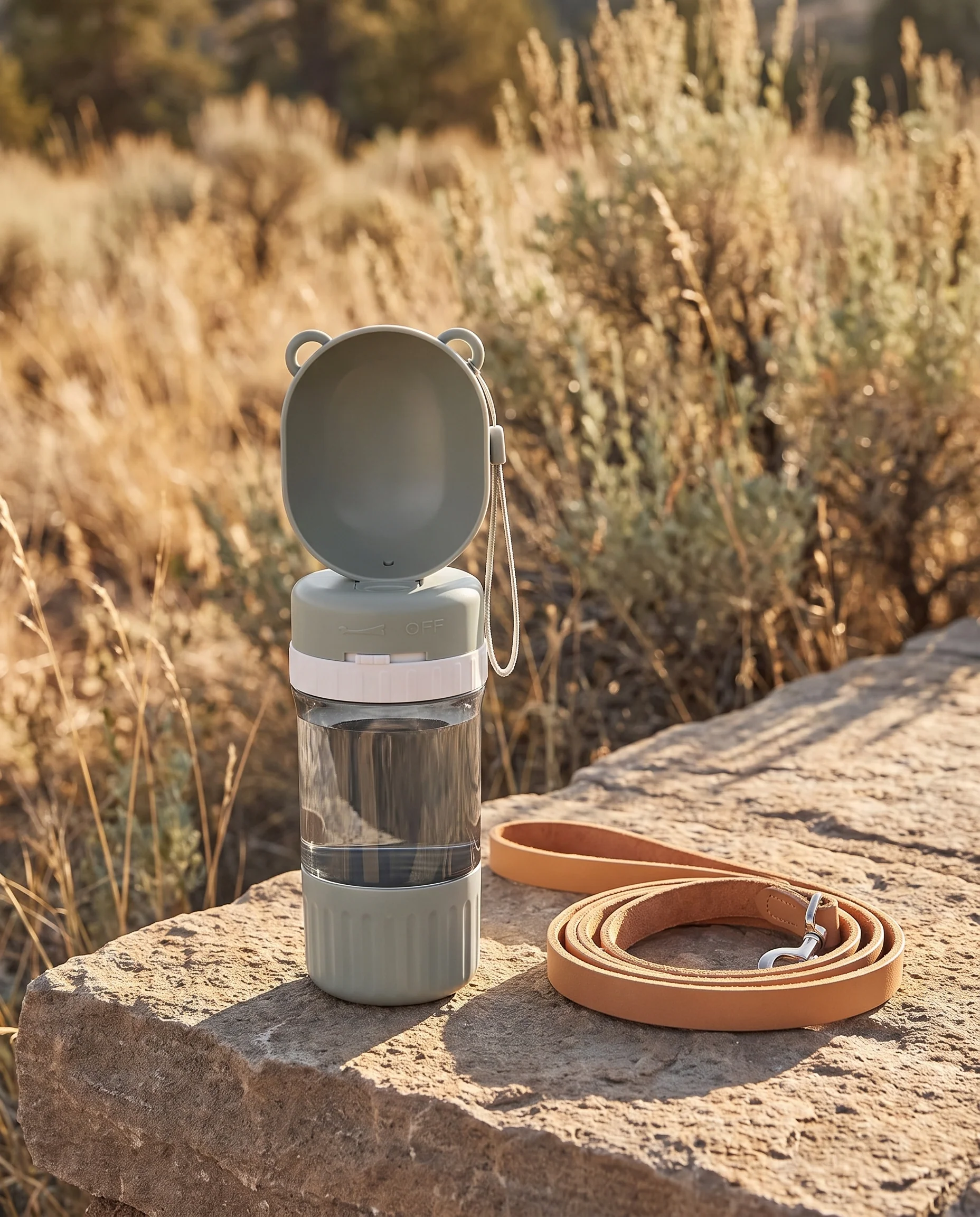 Matte travel water bottle for pets on the go