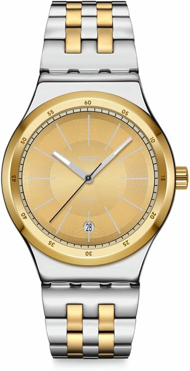 Swatch Irony Sistem51 automatic watch with a champagne dial and a two-tone gold and steel bracelet